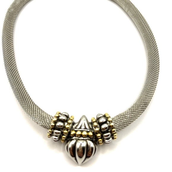 Mesh Necklace with Magnetic Pendant 16” Removable Pendant Statement Big Bold - Picture 2 of 9